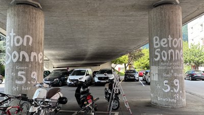 Betonsonne - Kunst unter der Brücke